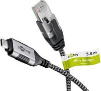 Goobay 74405 Câble Ethernet USB-C™ 3.1 vers RJ45, Slim, 5 m, 5 m, noir-argent - connecte un routeur, un modem ou un switch réseau au port USB-C™ de l'ordinateur portable, de la tablette ou du smartpho