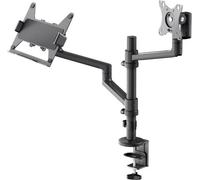 Goobay 74417 Basic Deluxe Support d'écran avec bras pour ordinateur portable, noir - Station de travail pour écrans de 17 à 32 pouces (43 - 81 cm), écran max. 8 kg/ordinateur portable 5 kg, montage si