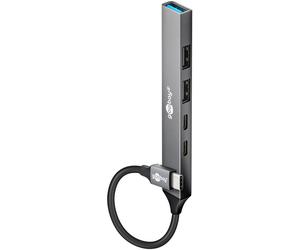 Goobay 74460 hub & concentrateur USB 3.2 Gen 1 (3.1 Gen 1) Type-C 5000 Mbit/s Gris clair