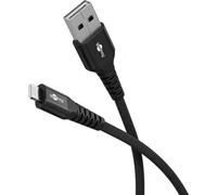 Goobay 74503 Lightning vers USB-A Câble textile supersoft avec connecteurs métalliques, 1 m, 1 m, noir - Câble de charge et de synchronisation élégant et extra-robuste, MFi, pour Ap
