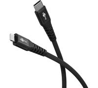 Goobay 74516 Lightning vers USB-C™ Câble textile supersoft avec connecteurs métalliques, 2 m, 2 m, noir - Câble de charge et de synchronisation élégant et extra-robuste, MFi, pour A