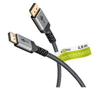 Goobay Câble DisplayPort 2.1 80 Gbit/s 16K/60Hz 10K HDR 2 m Gris Sharkskin FreeSync/G-Sync (75685)