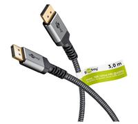 Goobay Câble DisplayPort 2.1 80 Gbit/s 16K/60Hz 10K HDR 3 m Sharkskin gris design métallique 75686