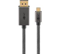 Goobay 75708 Câble textile USB-C™ vers DisplayPort™ 4K @ 60 Hz, 2 m, noir,argenté, noir-argenté - USB-C™ mâle > DisplayPort™ mâle