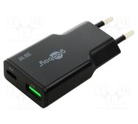 Goobay Chargeur secteur GaN USB-A/USB-C 30 W - Noir