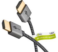 Goobay 75757 Plus Series Slim Ultra High-Speed HDMI™ cable, 1 m, noir-argent - 8K/60Hz