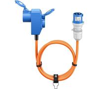 Goobay 76233 Câble adaptateur CEE, prise CEE sur prise femelle CEE 90° et prise femelle à contact de protection, 5 m, 5 m, orange - Câble de camping pour l'extérieur, 16 A / 230 V