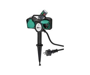 Goobay 76779 Prise de jardin 2 voies avec télécommande jusqu'à 30 m particulièrement adaptée à une utilisation en extérieur - IP44 étanche aux éclaboussures avec télécommande