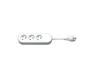 Goobay 77619 Bloc Multiprise 3 Prises Danemark, Blanc, 1.5 m Longueur de Câble