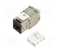 goobay Connecteur de câble LAN RJ45 Keystone avec raccord - Module STP, largeur 16,6 mm, montage LSA sans outil, CAT 6A, compatible PoE+, Ethernet 10 Gigabit, noir - 77943