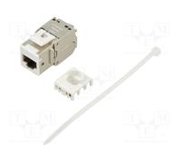 goobay Connecteur de câble LAN RJ45 Keystone avec raccord - Module STP, largeur 16,6 mm, montage LSA sans outil, CAT 6A, compatible PoE+, Ethernet 10 Gigabit, blanc - 77949