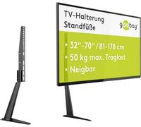 goobay 78770 Pied TV pour téléviseur et moniteurs entre 32" et 70" (81 à 180 cm), inclinable, hauteur réglable, plat et incurvé jusqu'à 50 kg, noir, 32"-70"
