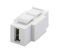 goobay 79930 Module USB 2.0 Keystone avec Dispositif d'encliquetage, USB 2.0 Femelle > USB 2.0 Femelle, Montage des Deux côtés, boîtier Plastique, Blanc, (USB Type A)