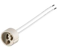 Goobay 9134 Douille de lampe GU10 avec fils jumelés, blanc, 0.15 m - max. 100 W/250 V (AC), câble de 0,15 m, céramique/silicone