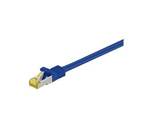 Goobay 91637 RJ45 Câble de Liaison, S/FTP (PiMF), avec CAT 7 Câble en Vrac, Bleu, 10m Longueur
