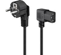 goobay NK 102 S-500 - Câble d'alimentation - power IEC 60320 C13 pour power CEE 7/7 (M) - CA 250 V - 5 m - connecteur à 90 °, connecteur coudé - noir