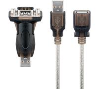 Goobay 93128 Convertisseur USB série RS232 mini, transparent, 1.5 m, noir - USB 2.0 mâle (type A) > D-SUB/RS-232 mâle (9 pôles)
