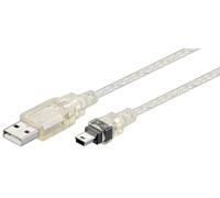 Goobay 93193 Câble USB 2.0 Hi-Speed, transparent, 0.6 m - USB 2.0 mâle (type A) > USB 2.0 mini-mâle (type B, 5 broches)