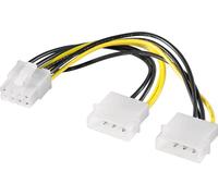 Goobay 93241 Câble d'alimentation/adaptateur d'alimentation pour carte graphique PC, PCI-E vers PCI Express 8 broches, 0.15 m - 2x HDD/5,25 pouces mâle (4 broches) > PCIe femelle (8 broches)