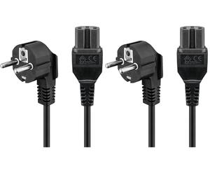 Goobay 93277 Câble d´Alimentation coudé pour appareils Chauds, 2 mètres, Noir (Lot de 2)
