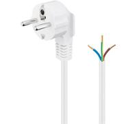 Goobay 93311 Câble à contact de protection coudé à confectionner, 2 m, blanc, 2 m - fiche à contact de protection (type F, CEE 7/7) > extrémités de câble libres