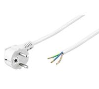 Goobay 93313 Câble à contact de protection coudé à confectionner, 5 m, blanc, 5 m - fiche à contact de protection (type F, CEE 7/7) > extrémités de câble libres