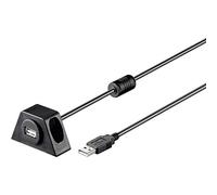 Goobay 93351 Câble de Rallonge USB 2.0 Hi-Speed avec Support de Montage, Noir, 2m Longueur