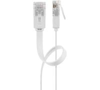 Goobay 93357 CAT 5e Câble patch plat, U/UTP, blanc, 0.5 m - CCA mélange de cuivre
