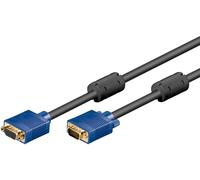 Goobay 93614 Rallonge d'écran SVGA Full HD, doré, 3 m, bleu-noir - VGA mâle (15 broches) > VGA femelle (15 broches)