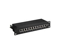 Goobay 93796 Panneau de Brassage 25.4cm, 12 Ports, CAT 6a, Noir