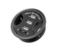 Goobay 93894 - Hub USB 2.0 Noir - 3 Ports (USB 2.0 + 3,5mm) - 480 Mbit/s - Câble 1.5m - Dimensions 60x60mm - 134g