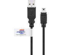 Goobay 93903 Câble USB 2.0 Hi-Speed avec certificat USB, noir, 3 m - USB 2.0 mâle (type A) > USB 2.0 mini-mâle (type B, 5 broches)