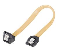 Goobay 93946 Câble de données S-ATA pour HDD, SDD, 6 Gbits SATA type L mâle vers SATA type L mâle coudé à 90°, jaune, 0,2 m