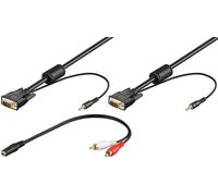 Goobay 93969 Câble écran Full HD SVGA avec ligne audio, 3 m, noir - avec 2x ligne audio 3,5 mm stéréo et adaptateur 3,5 mm > 2x fiches RCA audio