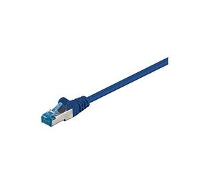 Goobay 94130 CAT 6a Câble de Liaison, S/FTP (PiMF), Bleu, 0.25 m Longueur