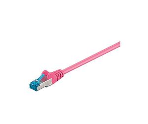 Goobay 94144 CAT 6a Câble de Liaison, S/FTP (PiMF), Magenta, 15 m Longueur