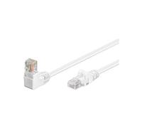 Goobay 94162 CAT 5e Câble de Liaison 1x 90° Coudé, U/UTP, Blanc, 0.5 m Longueur