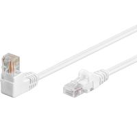 Goobay 94162 CAT 5e Câble patch 1x 90° coudé, U/UTP, blanc, 0.5 m - CCA cuivre mélangé, 1x RJ45 mâle 90° (8P8C)