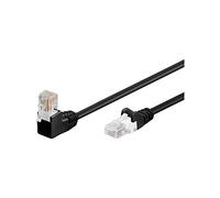 goobay 94170 Câble patch Cat 5E 1x coudé à 90°, U/UTP, noir, mélange de cuivre CCA, 1x connecteur RJ45 90° (8P8C), 0,5 m