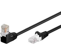 goobay 94171 Câble patch Cat 5E 1x coudé à 90°, U/UTP, noir, mélange de cuivre CCA, 1x connecteur RJ45 90° (8P8C), 1 m