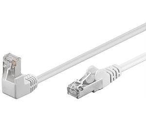 Goobay 94179 CAT 5e Câble de Liaison 1x 90° Coudé, F/UTP, Blanc, 2 m Longueur
