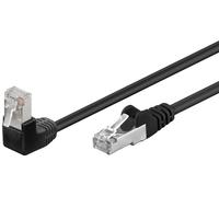Goobay 94189 CAT 5e Câble patch 1x 90° coudé, F/UTP, noir, 3 m - CCA cuivre mélangé, 1x RJ45 mâle 90° (8P8C)