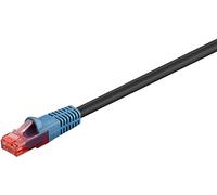 Goobay 94389 Câble de raccordement de réseau CAT6 pour l'extérieur, résistant à l´eau et avec protection contre les UV, noir/bleu, 10m