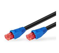 Goobay 94397 Câble de raccordement de réseau CAT6 pour l'extérieur, résistant à l´eau et avec protection contre les UV, noir/bleu, 75 m