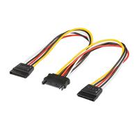 Goobay 95114 Câble d'alimentation PC Y/Adaptateur d'alimentation, SATA 1x femelle à 2x mâle, 0.2 m - 2x SATA standard mâle > SATA standard femelle