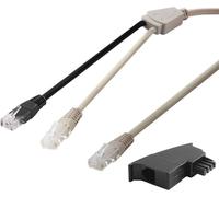 Goobay 95286 Adaptateur TAE, 2x RJ45 mâle, noir-gris, 3 m - 2x RJ45 mâle > RJ45 mâle (8P8C) + TAE-F mâle