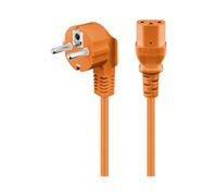 Goobay 95289 - Câble d'alimentation 3m Orange - Prise Type F vers CEE7/7 - 250V 10A - Connecteurs Mâle/Femelle - Conditionnement Sachet PE