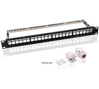 Goobay 95336 Panneau de brassage Keystone 19 pouces (48,3 cm) (1 UH), noir - incl. 24x CAT 6 UTP Module