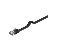 goobay 95380 CAT 6 Flat-Patch Cable, U/UTP, Black, 1 m Length