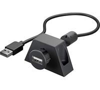 Goobay 95444 Câble de Rallonge USB 2.0 Hi-Speed avec Support de Montage, Noir, 0.6m Longueur